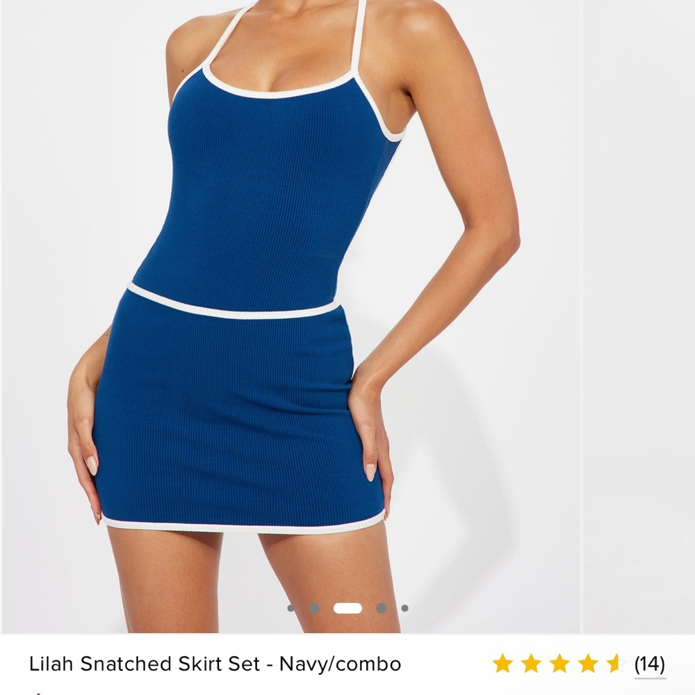 Fashion Nova Navy Ribbed Mini Dress with White Trim